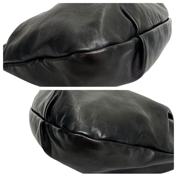 Prada Black Leather Shoulder Hand Bag Satchel Tote Soft Calf Skin Vintage - Picture 15 of 17